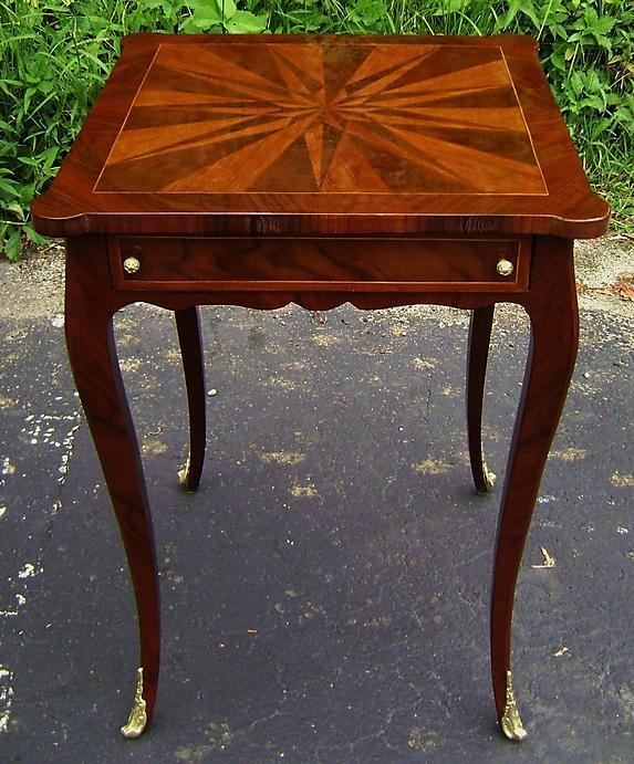 Elegant Louis XV style inlaid square side table