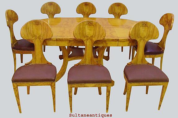 SPECTACULAR Olivewood Biedermeier style Set 9 pieces