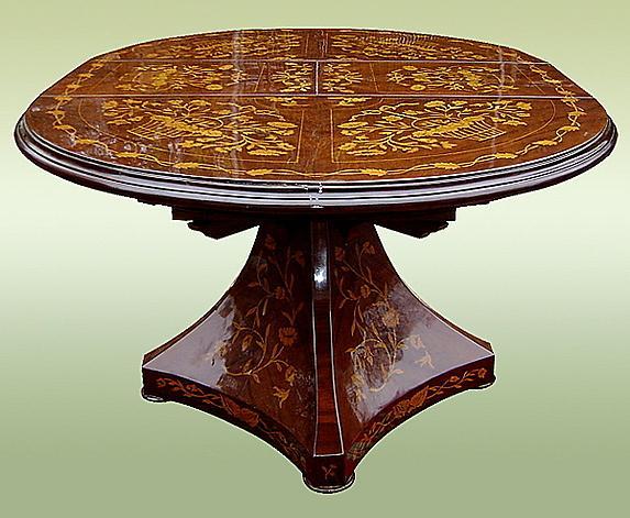 Royal 19th C. syle Marquetry extension centre table