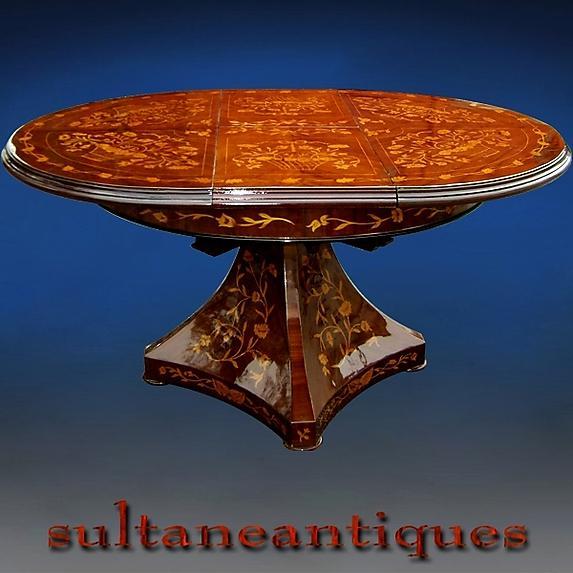 Royal 19th C. syle Marquetry extension centre table