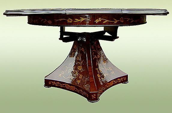 Royal 19th C. syle Marquetry extension centre table