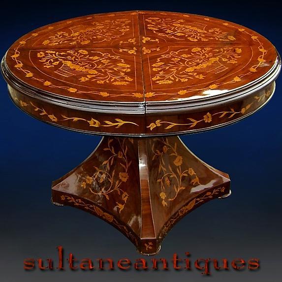 Royal 19th C. syle Marquetry extension centre table