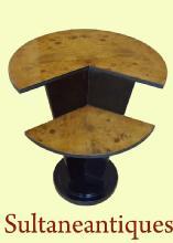 Art Deco style black and Elm wood side table