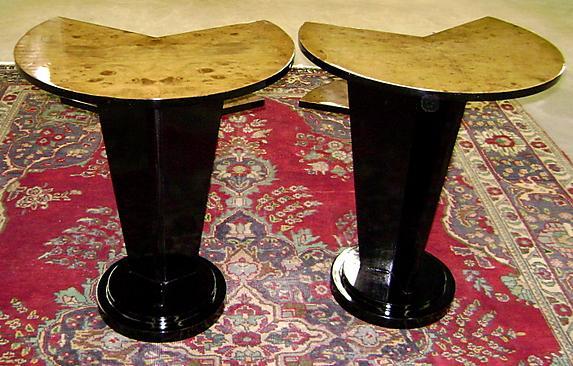 Art Deco style black and Elm wood side table