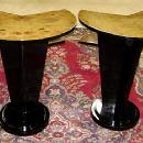 Art Deco style black and Elm wood side table