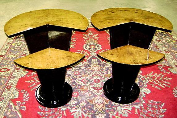 Art Deco style black and Elm wood side table