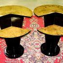 Art Deco style black and Elm wood side table