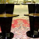 Art Deco style black and Elm wood side table