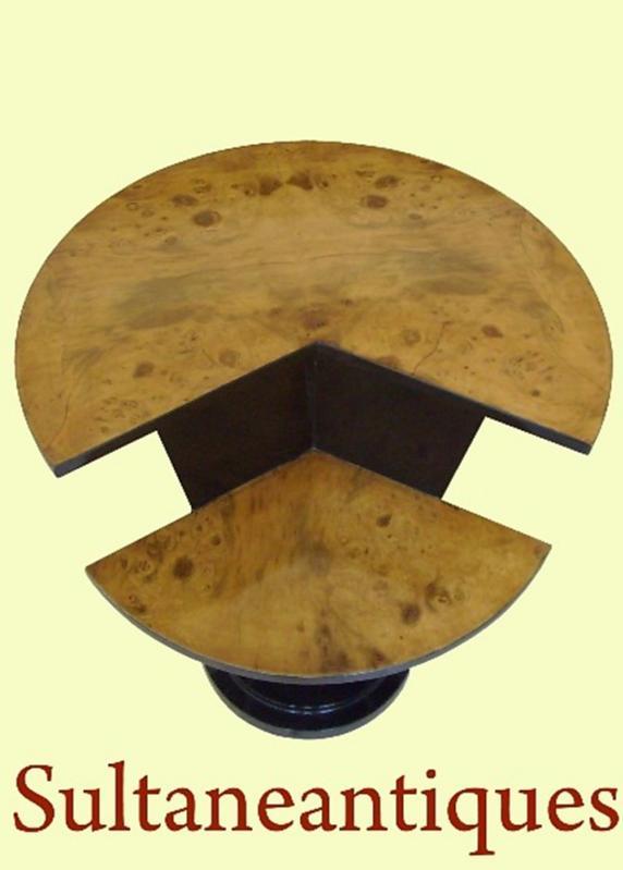 Art Deco style black and Elm wood side table
