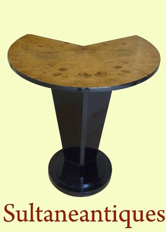 Art Deco style black and Elm wood side table