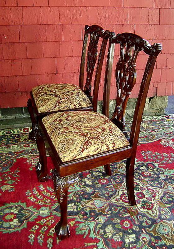 STUNNING PAIR!! Chippendale Style Mahogany chairs