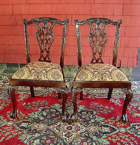 STUNNING PAIR!! Chippendale Style Mahogany chairs