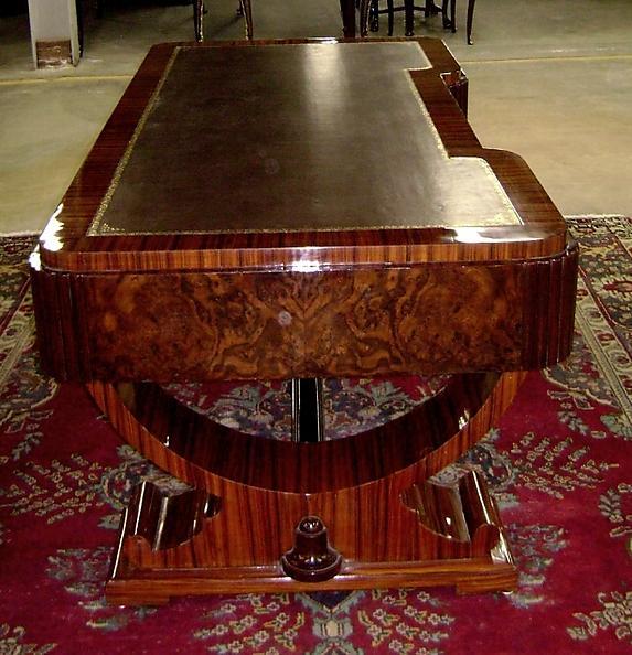 IMPORTANT Huge 74 INCHES burl Walnut Art Deco Desk
