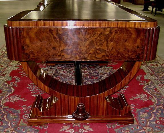 IMPORTANT Huge 74 INCHES burl Walnut Art Deco Desk
