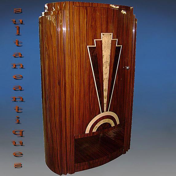 Classic Art Deco style rosewood marquetry Bar-cabinet