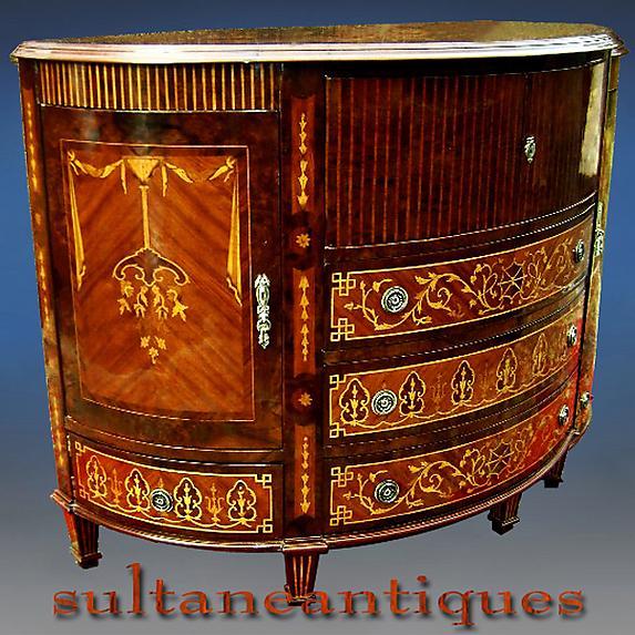 English 1930s Rosewood and Marquetry Bar