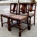 Unusual 1910's set of 4 country Oak chairs