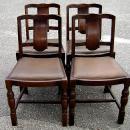 Unusual 1910's set of 4 country Oak chairs