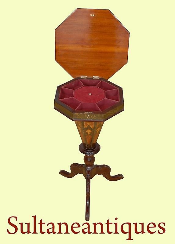 Amazing English Victorian style marquetry Work Table