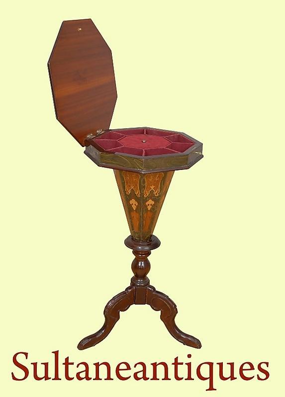 Amazing English Victorian style marquetry Work Table