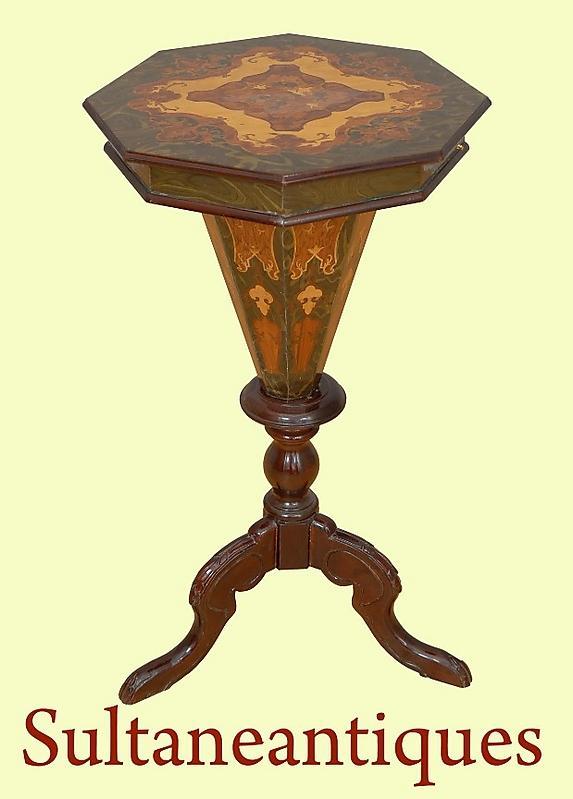 Amazing English Victorian style marquetry Work Table
