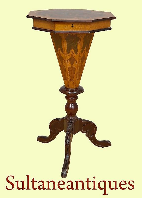 Amazing English Victorian style marquetry Work Table