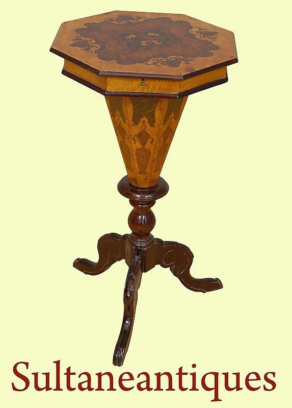 Amazing English Victorian style marquetry Work Table