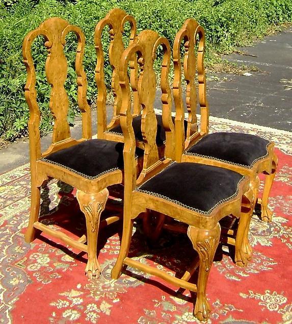Gorgeous set of 4 Queen Anne Elmwood Chairs