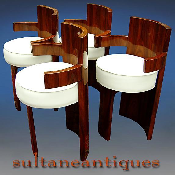 Outstanding set of 4 rosewood armchairs Art Deco style