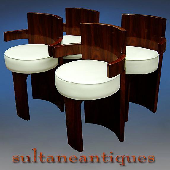 Outstanding set of 4 rosewood armchairs Art Deco style