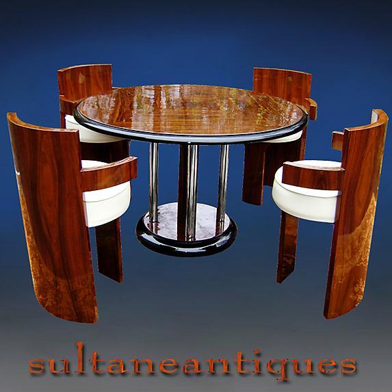 Outstanding set of 4 rosewood armchairs Art Deco style