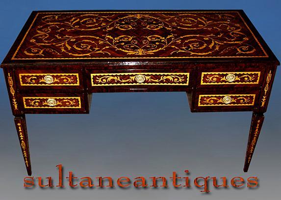 Executive Large Italian 18th C. style marquetry DESK