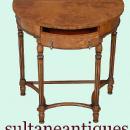 QUALITY English Regency Demi Lune burl walnut console