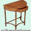 QUALITY English Regency Demi Lune burl walnut console