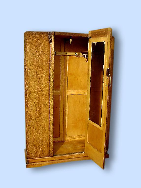 QUALITY Antique English blonde oak gothic armoire