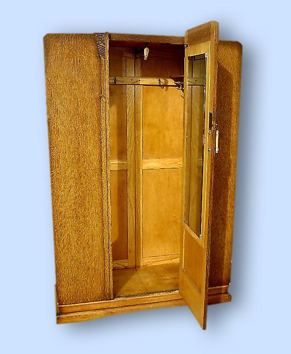 QUALITY Antique English blonde oak gothic armoire