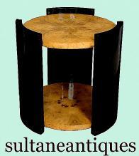 Art Deco style two toned olive and ebonized side table