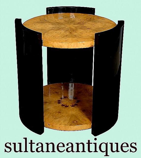 Art Deco style two toned olive and ebonized side table