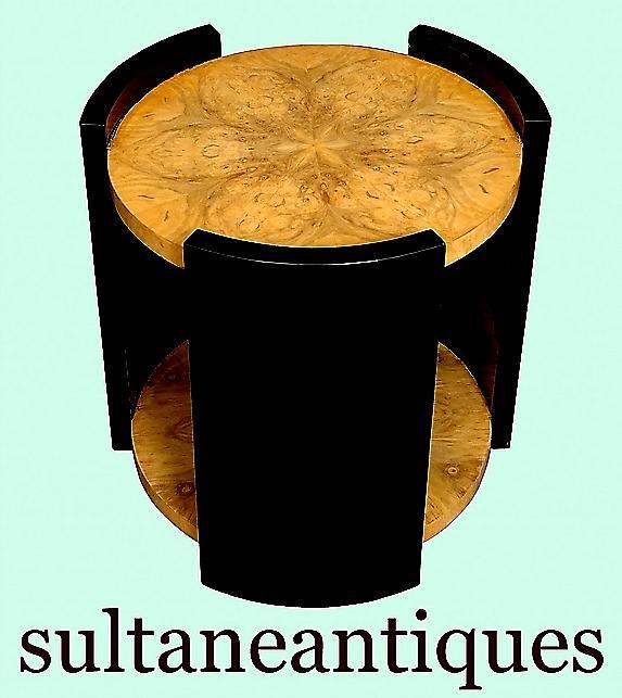 Art Deco style two toned olive and ebonized side table