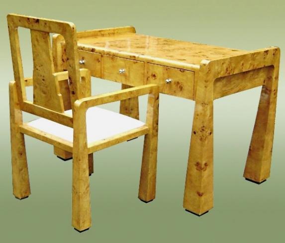 UNUSUAL forms Art Deco style Desk set French Elm