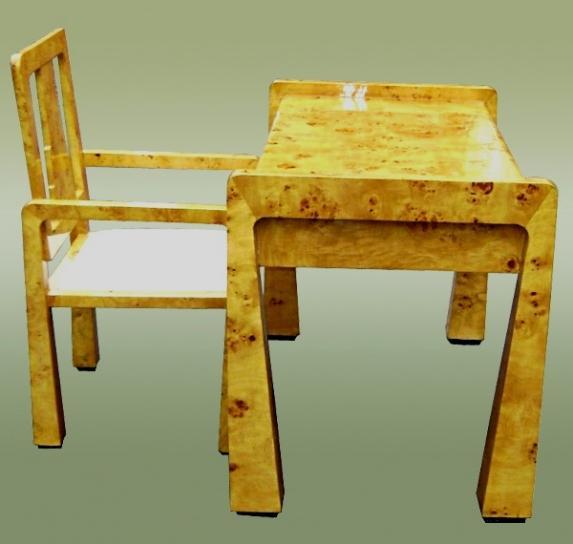 UNUSUAL forms Art Deco style Desk set French Elm