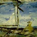 Superb Painting Boats in Menton's bay by Soussy