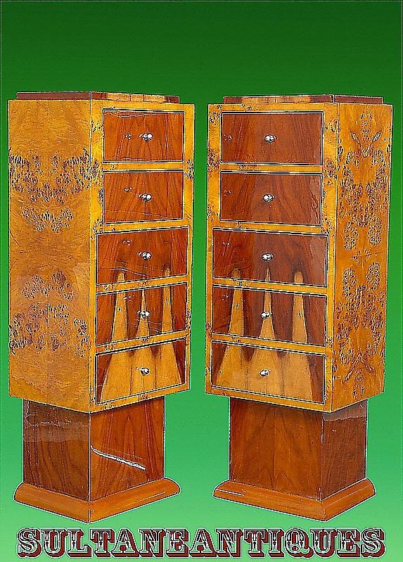 Extraordinary High commodes / stands Art Deco inspired