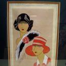 Large Art Deco 1930s print two ladies fashion models.