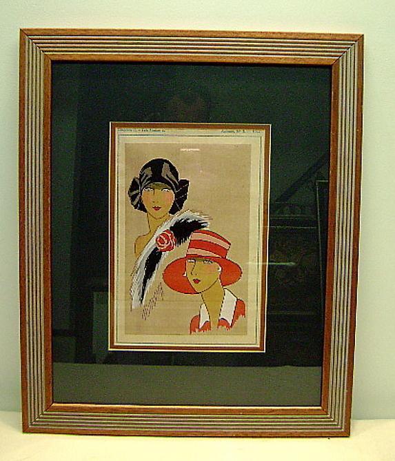 Large Art Deco 1930s print two ladies fashion models.