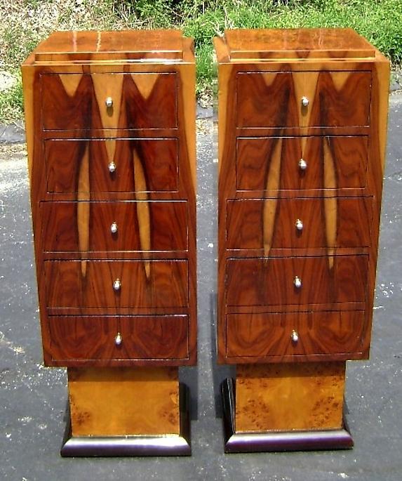 Unique Rosewood High commodes /stands Art Deco inspired