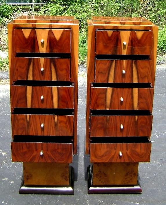 Unique Rosewood High commodes /stands Art Deco inspired