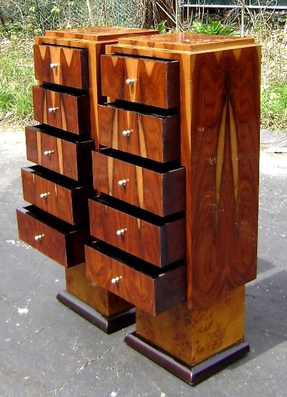Unique Rosewood High commodes /stands Art Deco inspired