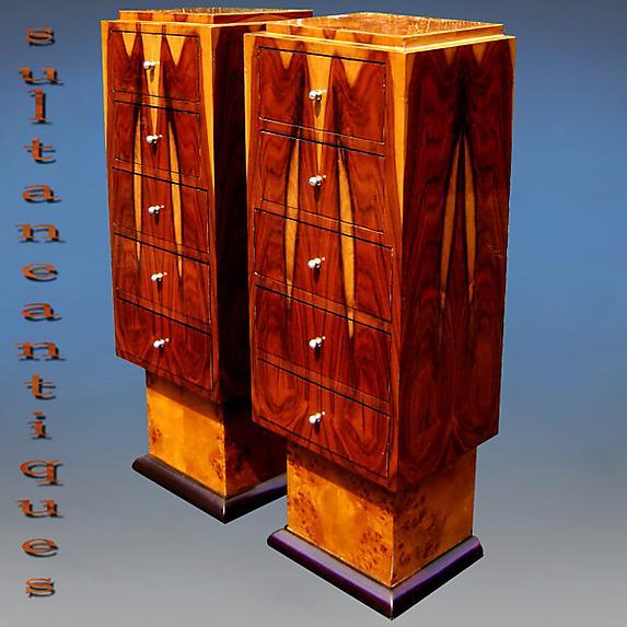 Unique Rosewood High commodes /stands Art Deco inspired