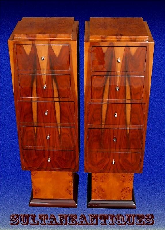Unique Rosewood High commodes /stands Art Deco inspired